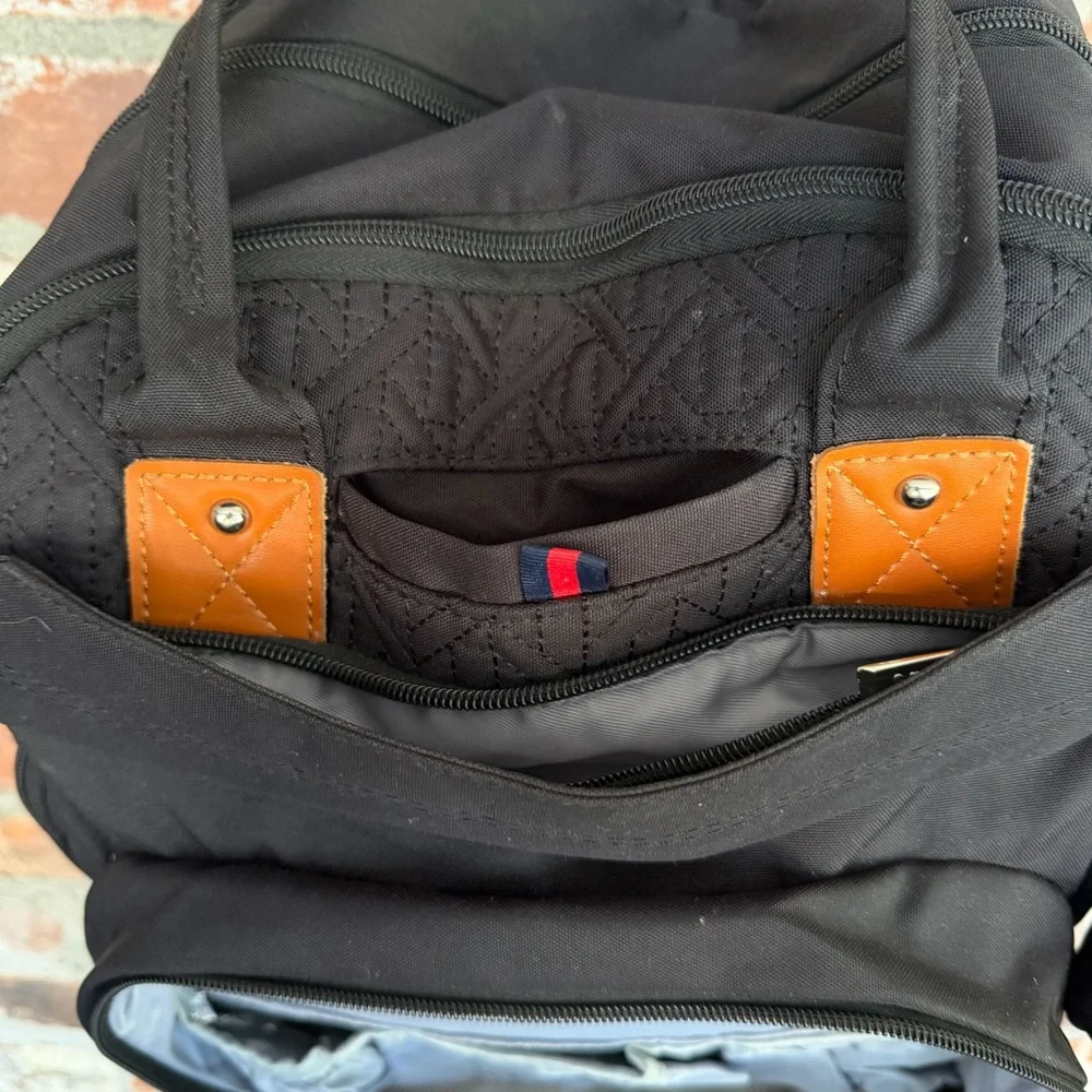 Leleblum Black Quilted Diaper Bag Backpack Travel Laptop Bag Pacifier Pouch‎
